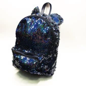 Orta Boy Küçük Kulaklı Lacivert Simli Renk Çocuk Sırt Çantası - 12