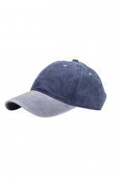 Beyzbol Şapkası 100 Pamuk Düz Eskitme - Yeni Sezon – Son Trend - Gri Lacivert thumbnail 1