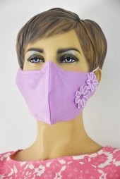 Çiçek Nakışlı Pembe Maske - 1