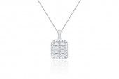 Diamond Line-Gülaylar - Beyaz Altın 14 Ayar Baget Taşlı Kolye - 1