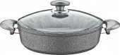 Oms Granit 26X7,5 cm Gri Pilav Tencere Cam Kapaklı 3310 - 1