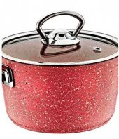 OMS GRANİT KIRMIZI 16 x 8 CM GÜVEÇ TENCERE CAM KAPAKLI - 2