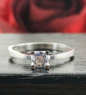 925 Ayar Gümüş Pırlanta Montür Tektaş Yüzük thumbnail 5