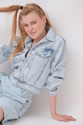 HerTon Önü Çıtçıtlı Cepli Kot Ceket 117-0218 - 1