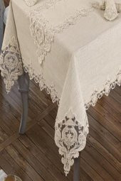 Miray Masa Örtüsü 160x260 Cm 26 Parça Krem thumbnail 4