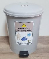 Maske eldiven ve tek kullanımlık tulum atık kovası 25 lt pedallı - 1