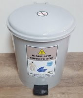 Maske eldiven ve tek kullanımlık tulum atık kovası 25 lt pedallı - 2