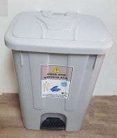 85 lt Maske Eldiven Tek Kullanımlık tulum atık kovası pedallı tekerlekli - 3