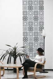 Karo1 Stencil Boyama şablonu 30x30 cm, Duvar Stencil, Fayans Stencil, Mobilya Stencil - 1