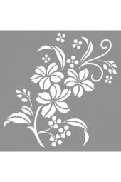 Çiçek Desen Stencil Boyama şablonu 30x30 cm, Duvar Stencil, Fayans Stencil, Mobilya Stencil - 3