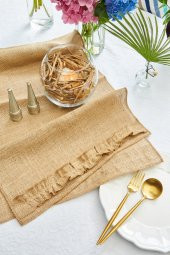 Fırfırlı El Yapımı Jüt Runner 45*150 - 1