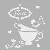 Çay Stencil Boyama şablonu 30x30 cm, Duvar Stencil, Fayans Stencil, Mobilya Stencil - 2