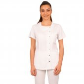 Dr Hemşire Beyaz Yandan Cıtlı Üst Alpaka Uniforma - 1