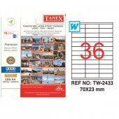 Tanex Lazer Etiket 100 YP 70x23 Laser-Copy-Inkjet TW-2433 - 1