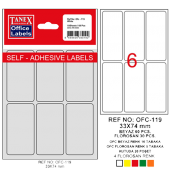 Tanex Ofis Etiketi Poşetli 33x74 MM Beyaz OFC-119 - 1