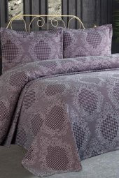 Safir Jakarlı Şönil Yatak Örtüsü Mürdüm thumbnail 2