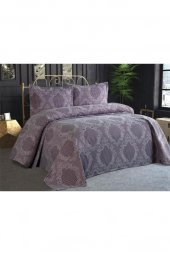 Safir Jakarlı Şönil Yatak Örtüsü Mürdüm thumbnail 3