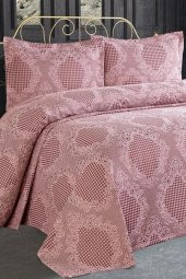 Safir Jakarlı Şönil Yatak Örtüsü Pudra thumbnail 2