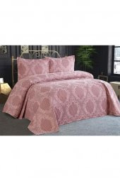 Safir Jakarlı Şönil Yatak Örtüsü Pudra thumbnail 3