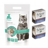 thePet+ Tahılsız Kısır Kedi Maması 1 kg  - 2x85gr Schesir Naturel Ton, Ringa Balığı Ve Pirinçli Yaş Mama - 1