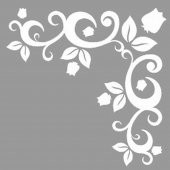 Bitkili Köşe Stencil Boyama şablonu 30x30 cm, Duvar Stencil, Fayans Stencil, Mobilya Stencil - 1