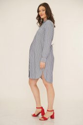 IŞŞIL 2559-Çizgili Viskon Hamile Tunik Gömlek - 3