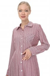 IŞŞIL 2559-Çizgili Viskon Hamile Tunik Gömlek - 5