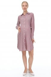 IŞŞIL 2559-Çizgili Viskon Hamile Tunik Gömlek - 6