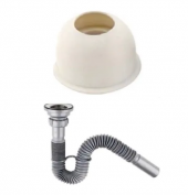 Lavabo Evye Sifonu Lüx Körüklü + Adaptör Conta 32 cm Çıkış - 1