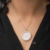 Gümüş Hareketli Taşlı Plaka Kolye - 1