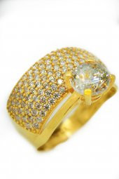 Cigold 22 Ayar Alyanslı Tektaş Yüzük OA-17K2YZK0582054906 - 2