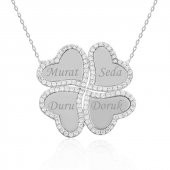Gümüş İsimli Kapli Yonca Bayan Kolye - 1