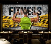Yeşil Spor Salonu Gym Fıtness Wallpaper Özel Tasarım Duvar Kağıdı - 2