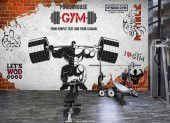 Lekleli Kırmızı Tuğla Deseni Beyaz Arka Plan Spor Salonu Fıtness Wallpaper Özel Tasarım Duvar Kağıdı - 1