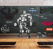 Siyah Fıtness Spor Salonu Gym Wallpaper Özel Tasarım Duvar Kağıdı - 1
