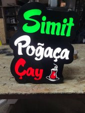 Simit Poğaça Çay Tabelası 3D LED Tabela Neon Etkili Işıklı Kutu Harf Tabela 30x45cm Pleksiglass - 1