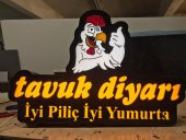 Tavukçu ve Yumurtacı Tabelası 3D LED Tabela Neon Etkili Işıklı Kutu Harf Tabela 30x45cm Pleksiglass - 1