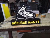 Gözleme Mantı Yazılı Tabelası 3D LED Tabela Neon Etkili Işıklı Kutu Harf Tabela 30x45cm Pleksiglass - 1