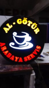 Self Servis Kahveci Tabelası 3D LED Tabela Neon Etkili Işıklı Kutu Harf Tabela 30x45cm Pleksiglass - 1