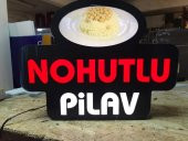 Nohutlu Pilav Yazılı Tabelası 3D LED Tabela Neon Etkili Işıklı Kutu Harf Tabela 30x45cm Pleksiglass - 1