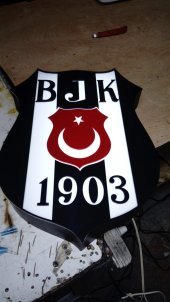 Beşiktaş Logo Takım Tabelası 3D LED Tabela Neon Etkili Işıklı Kutu Harf Tabela 30x45cm Pleksiglass - 1