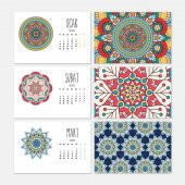 Mandala Renkli Yatay Tasarımlı Masa Takvimi - 2
