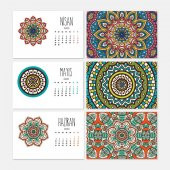 Mandala Renkli Yatay Tasarımlı Masa Takvimi - 3