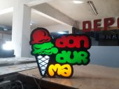 Dondurma Yazılı Görsel Tabela 3D LED Tabela Neon Etkili Işıklı Kutu Harf Tabela 30x45cm Pleksiglass - 1