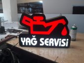 Oto Yağ Servisi Yazılı Tabela 3D LED Tabela Neon Etkili Işıklı Kutu Harf Tabela 30x45cm Pleksiglass - 1