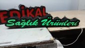 Sağlık Ürünleri Yazılı Tabela 3D LED Tabela Neon Etkili Işıklı Kutu Harf Tabela 30x45cm Pleksiglass - 1