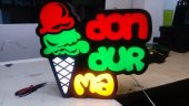 Dondurma Görselli Tabelası 3D LED Tabela Neon Etkili Işıklı Kutu Harf Tabela 30x45cm Pleksiglass - 1