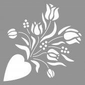 Çiçek Buketi Stencil Boyama şablonu 30x30 cm, Duvar Stencil, Fayans Stencil, Mobilya Stencil - 1