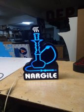 Butik Tabela 3D LED Tabela Neon Etkili Işıklı Kutu Harf Tabela 30x45cm Pleksiglass Depo Reklam - 1