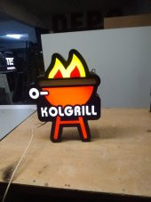 Kolgrill Barbekü Yazılı Tabela 3D LED Tabela Neon Etkili Işıklı Kutu Harf Tabela 30x45cm Pleksiglass - 1